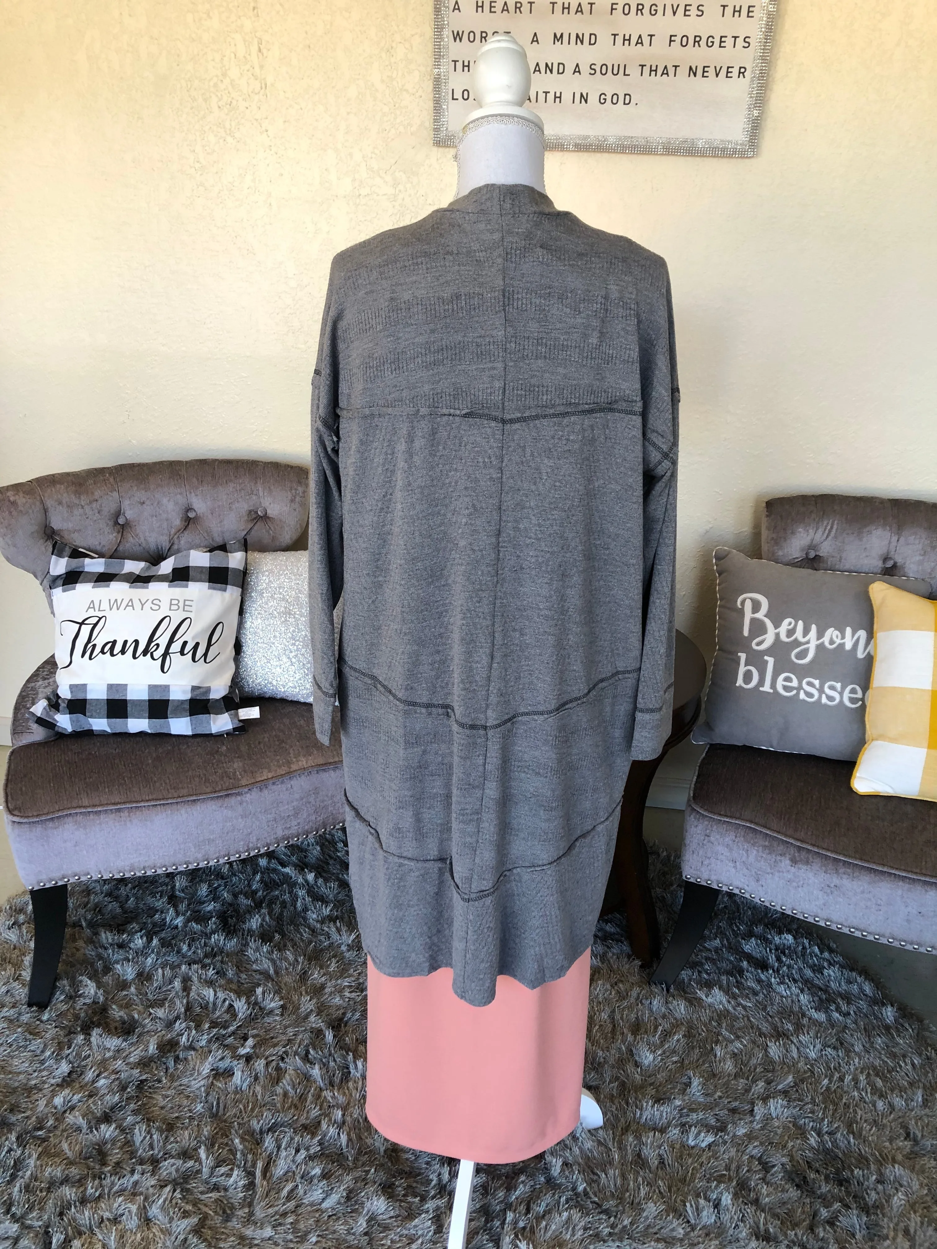 Heather Gray Tiered Sweater/Cardigan
