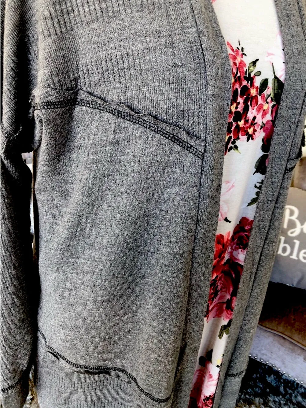 Heather Gray Tiered Sweater/Cardigan