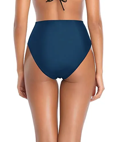 High Cut Tummy Control Bikini Bottoms Women's High Waisted Bathing Suit Bottoms