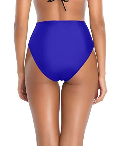 High Waisted High Cut Bikini Bottoms For Women-Royal Blue