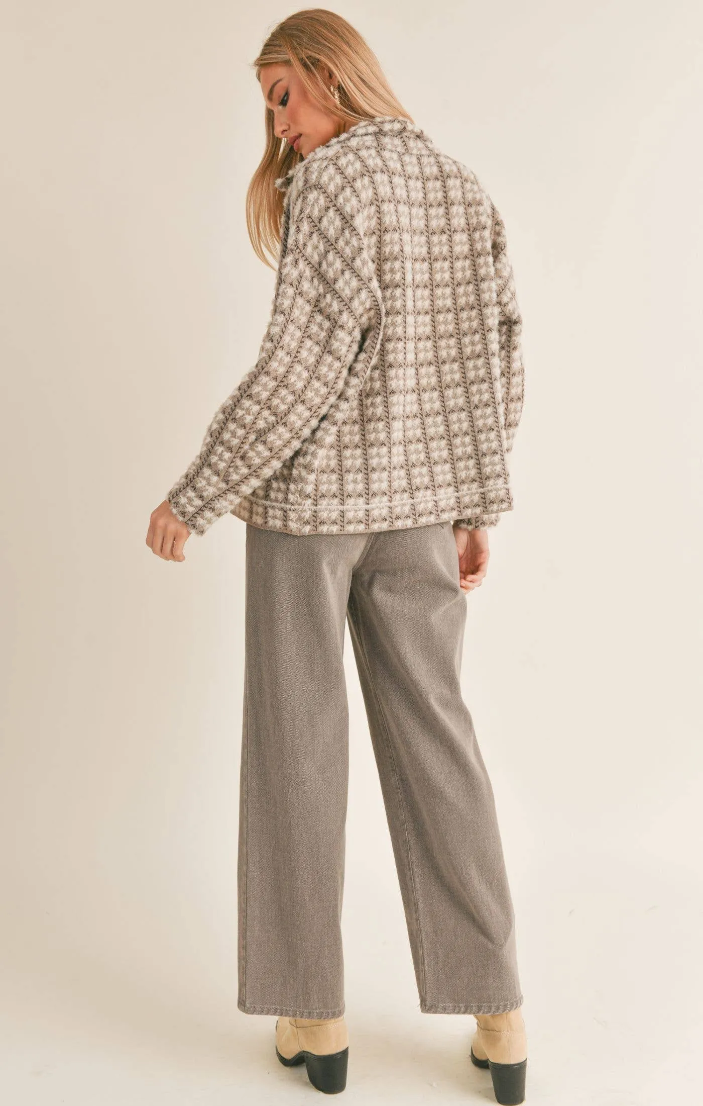 Houndstooth Sweater Jacket