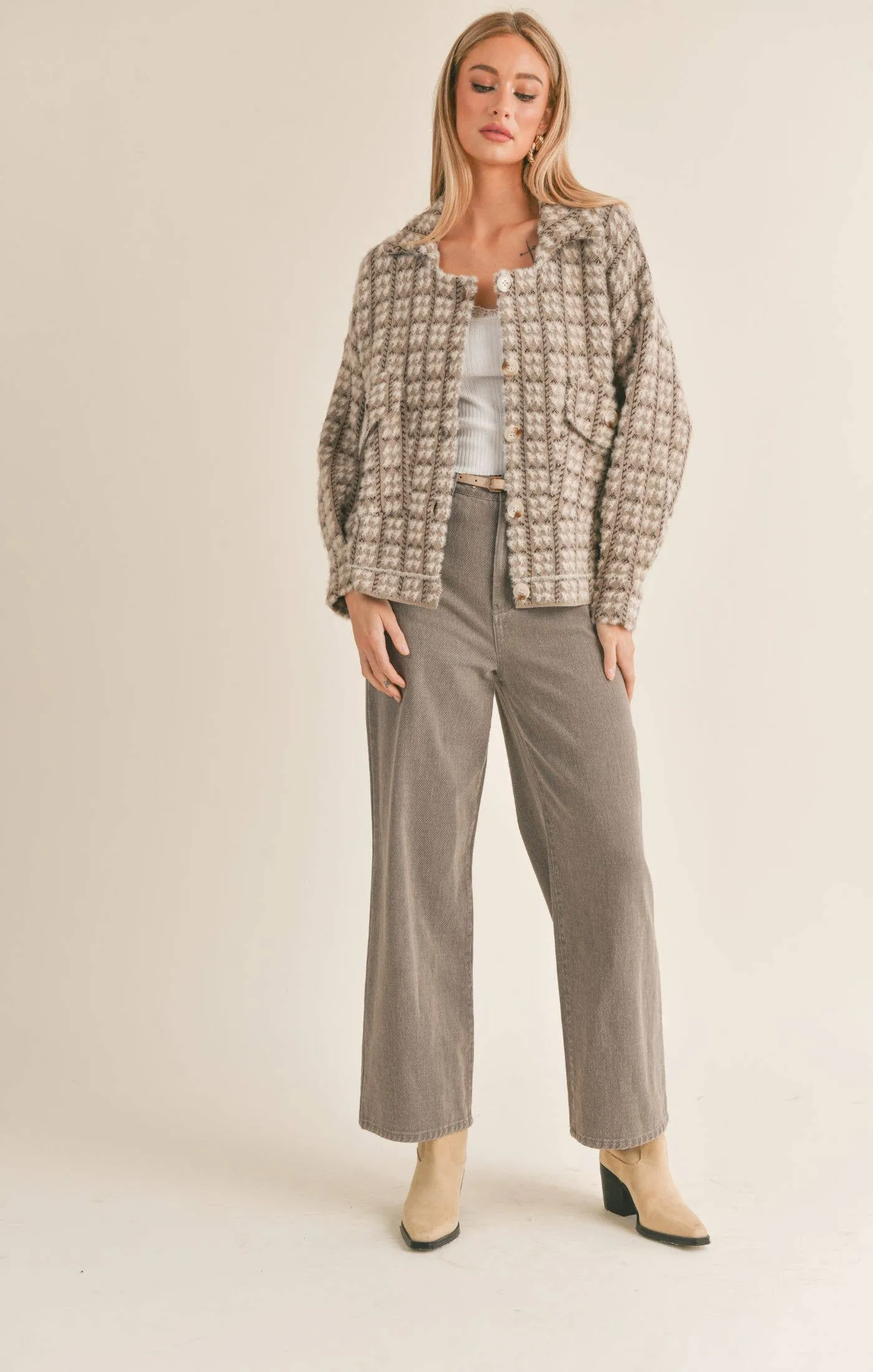 Houndstooth Sweater Jacket