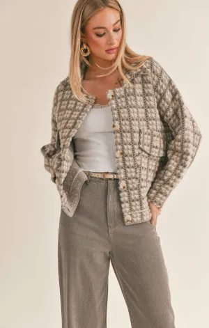 Houndstooth Sweater Jacket