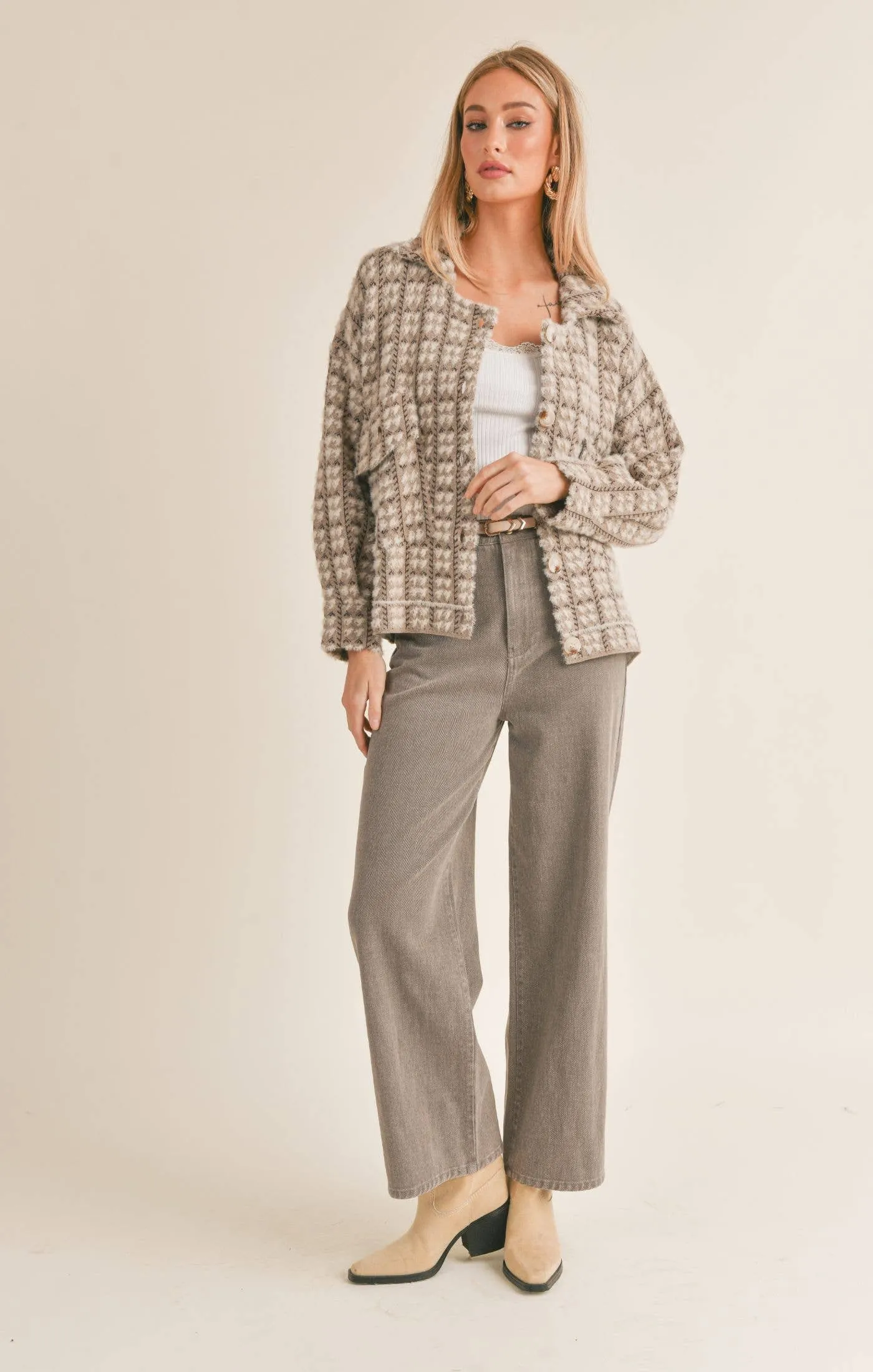 Houndstooth Sweater Jacket
