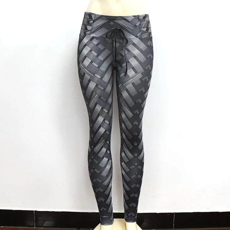 insHip Flattering Fitness Yoga Pants High Waist Hip Sporty Fitting Knitted Printed Hip-Flattering Women Activewear