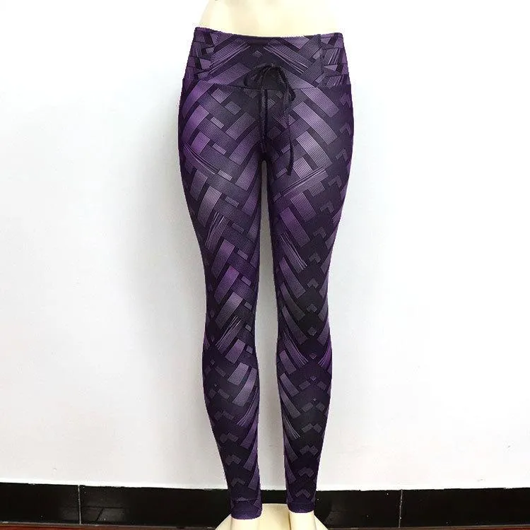 insHip Flattering Fitness Yoga Pants High Waist Hip Sporty Fitting Knitted Printed Hip-Flattering Women Activewear