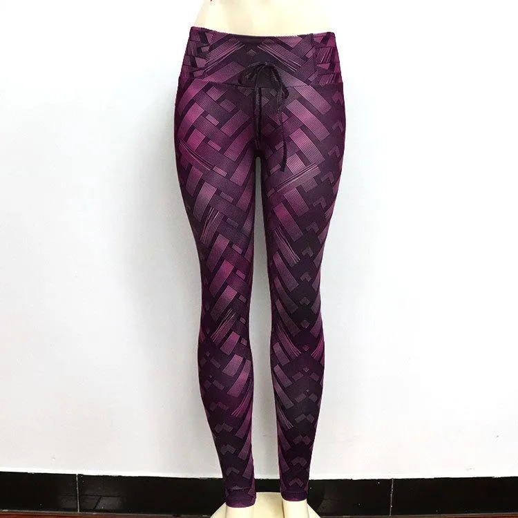 insHip Flattering Fitness Yoga Pants High Waist Hip Sporty Fitting Knitted Printed Hip-Flattering Women Activewear