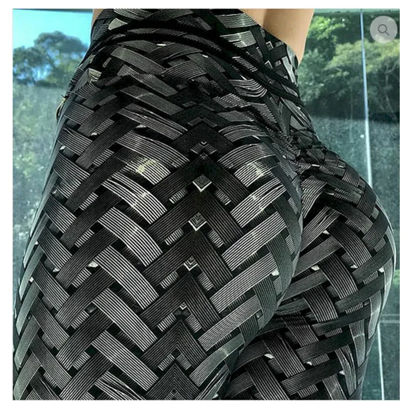 insHip Flattering Fitness Yoga Pants High Waist Hip Sporty Fitting Knitted Printed Hip-Flattering Women Activewear