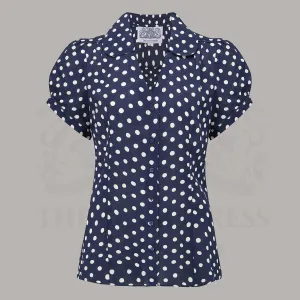 Judy Blouse in Navy Polka