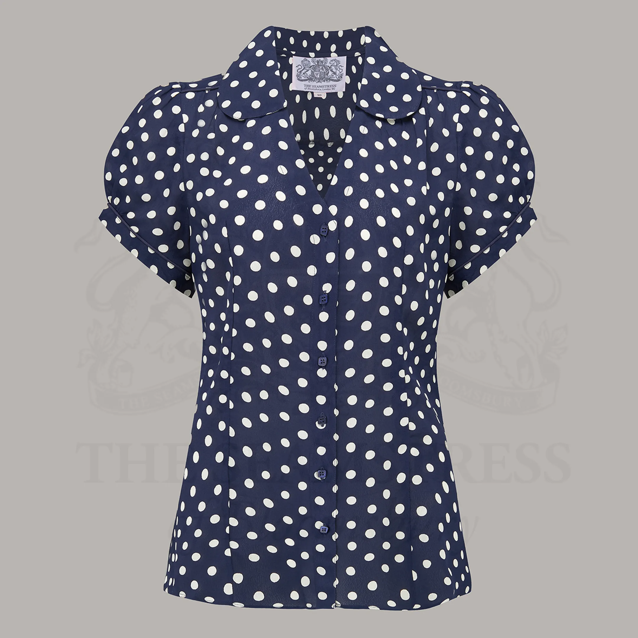 Judy Blouse in Navy Polka