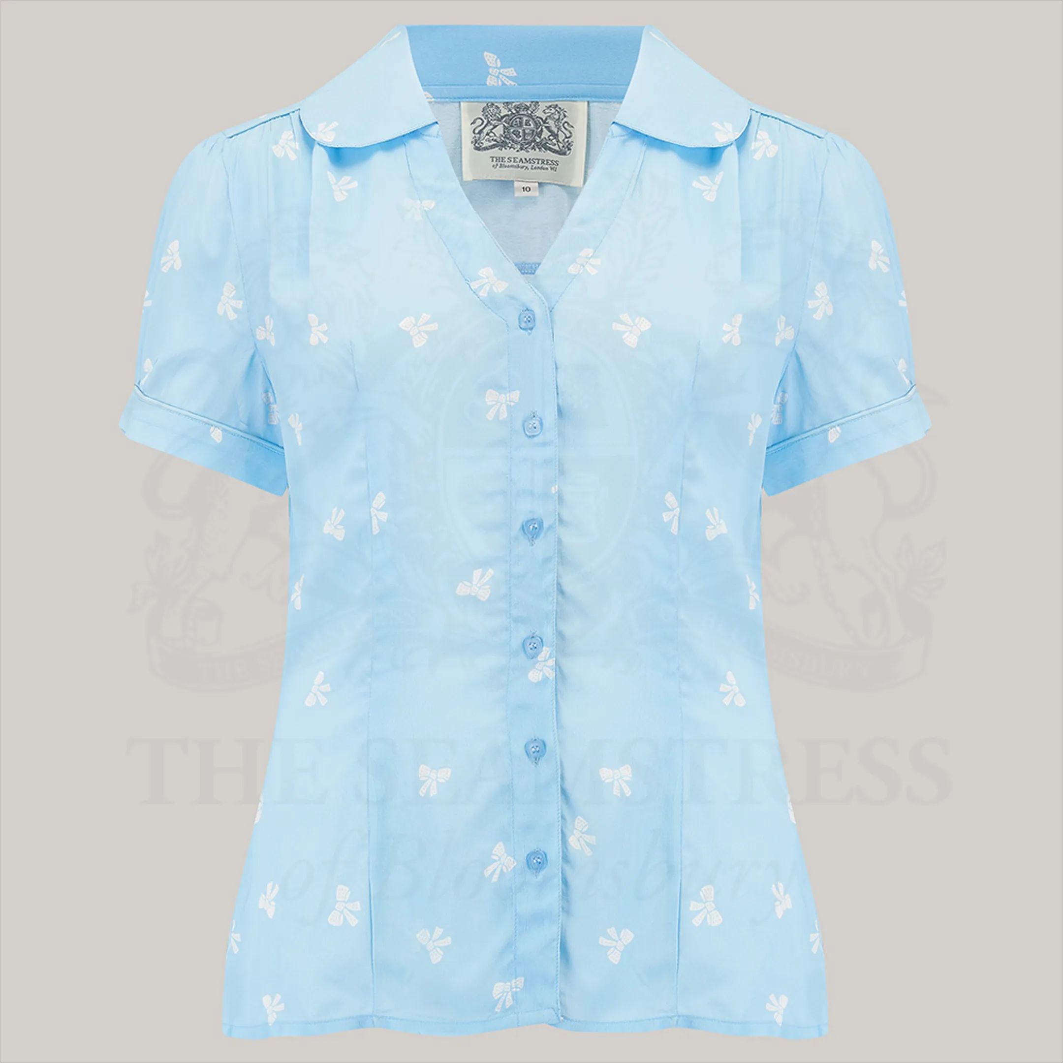 Judy Blouse in Sky Blue Bow