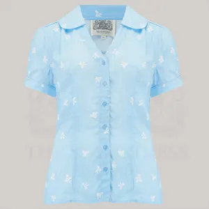 Judy Blouse in Sky Blue Bow