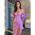 JuliaFashion - 2024 Purple Midi Bodycon Bandage Party Club Dress