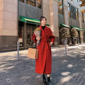 Korean Elegant Woolen Long Coat