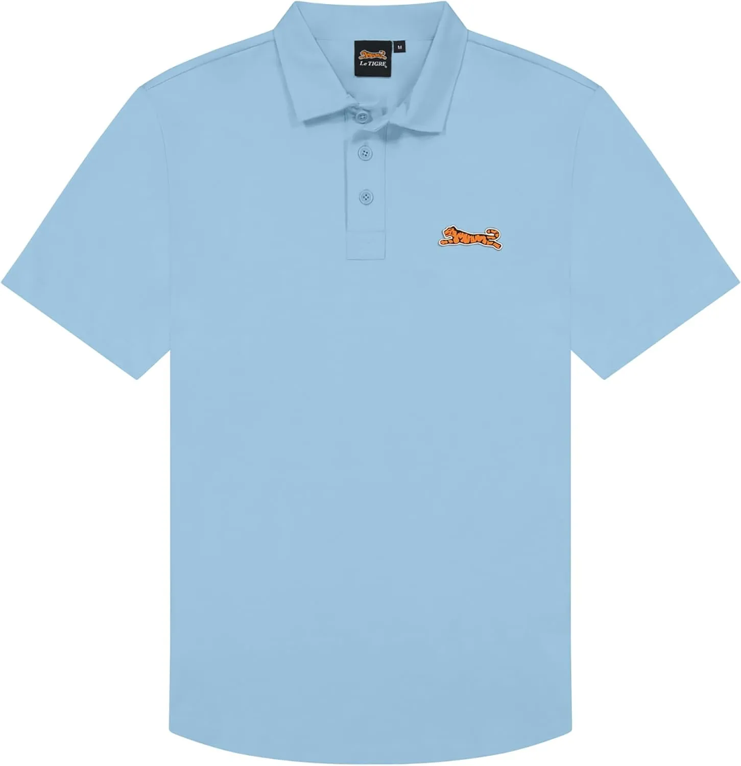 Le TIGRE Classic Cotton Polo Shirts for Men - Breathable Collared Shirts for Men with Stretch - Machine Washable Mens Polo Shirts - Sky Blue, Size XXL