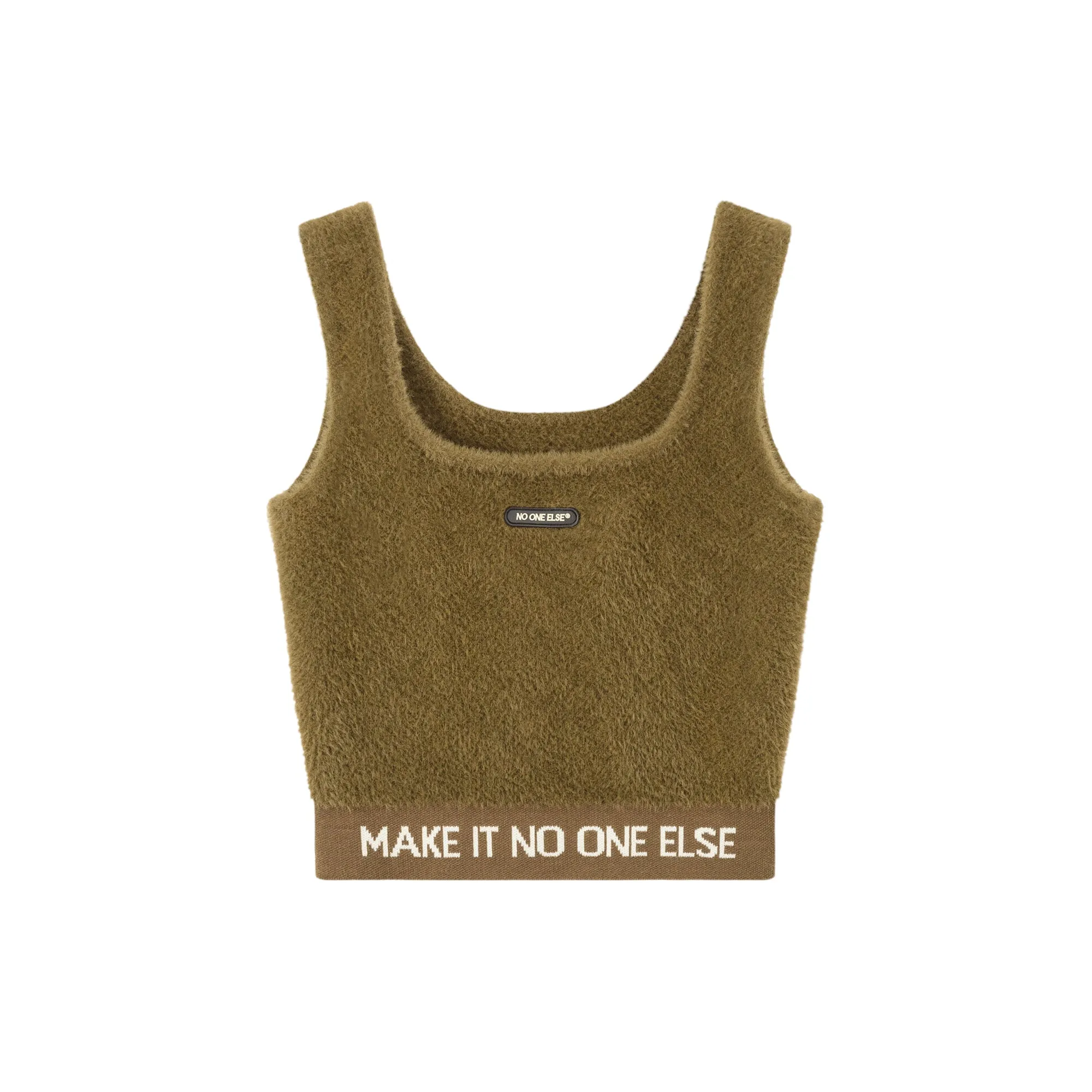 Lettering Soft Fluffly Sleeveless Crop Top