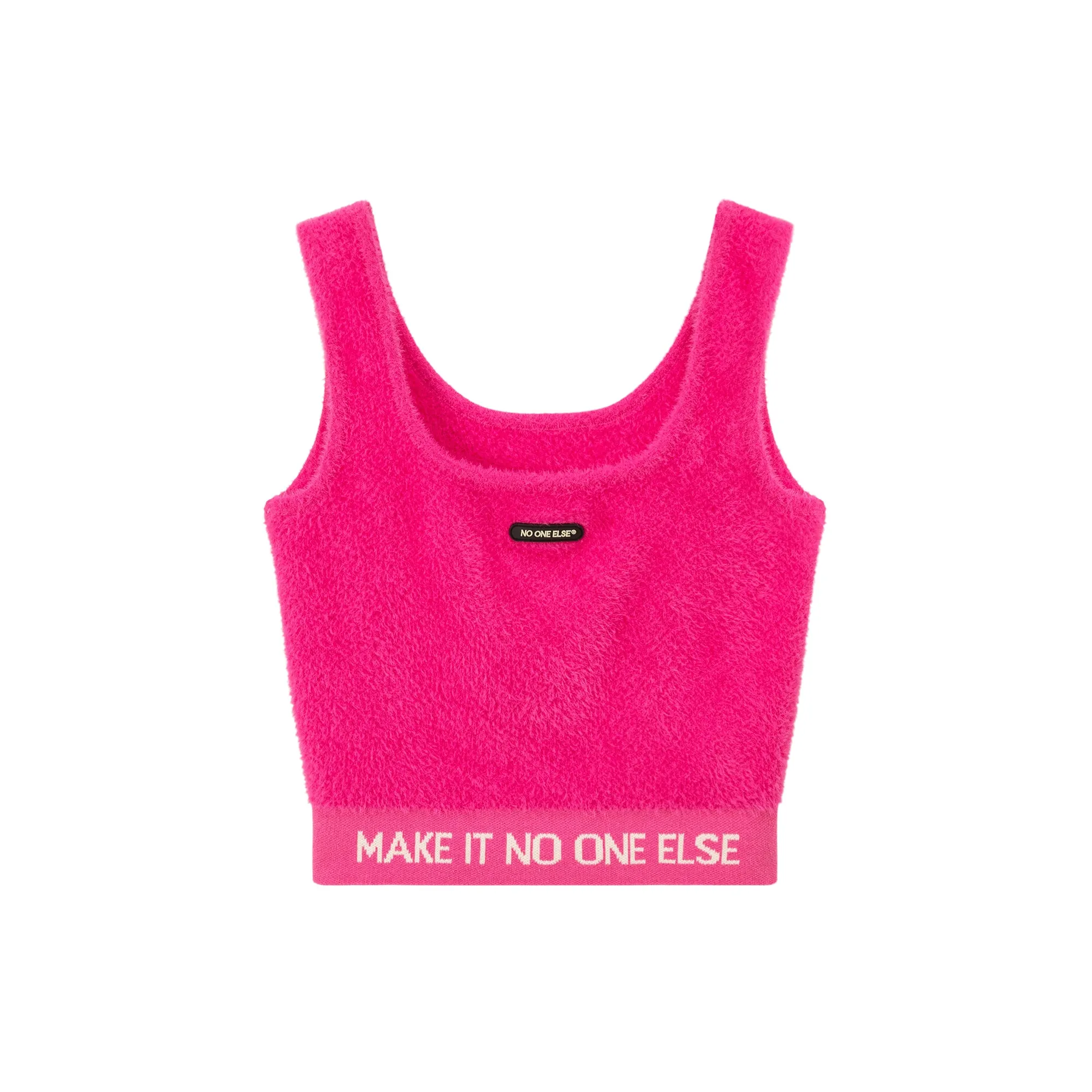 Lettering Soft Fluffly Sleeveless Crop Top