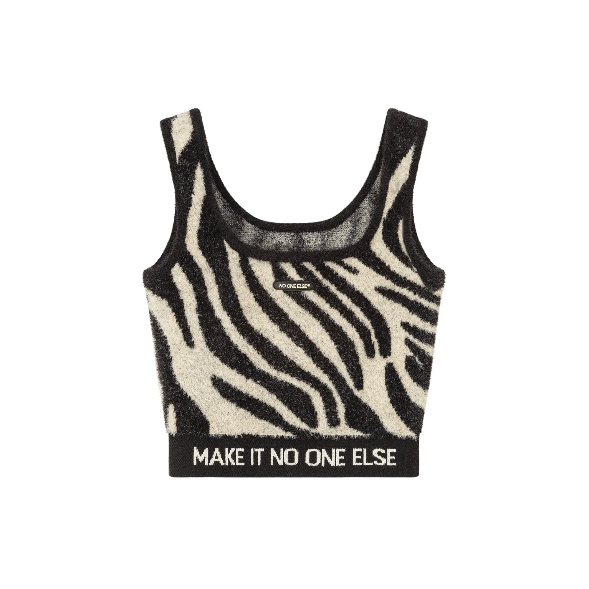 Lettering Soft Fluffly Sleeveless Crop Top