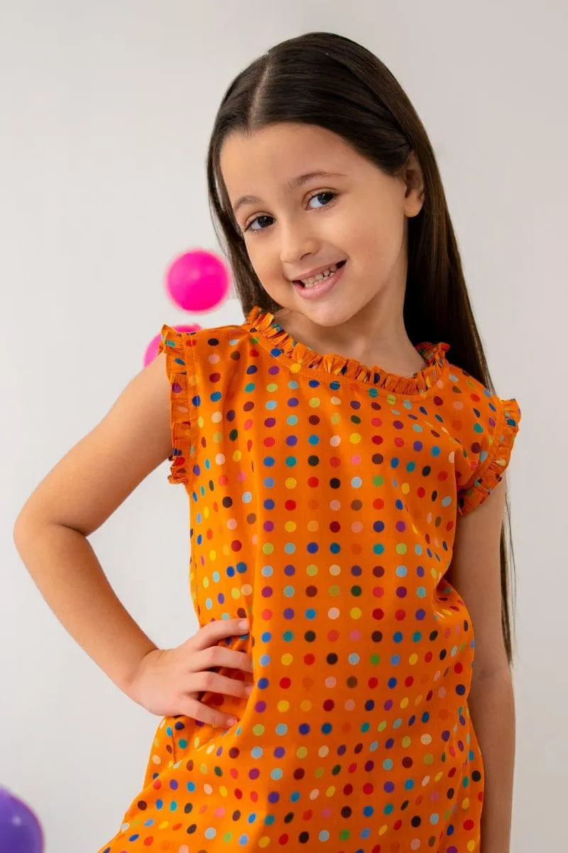Little Ego - Multi dots 2 piece - Orange - Lawn