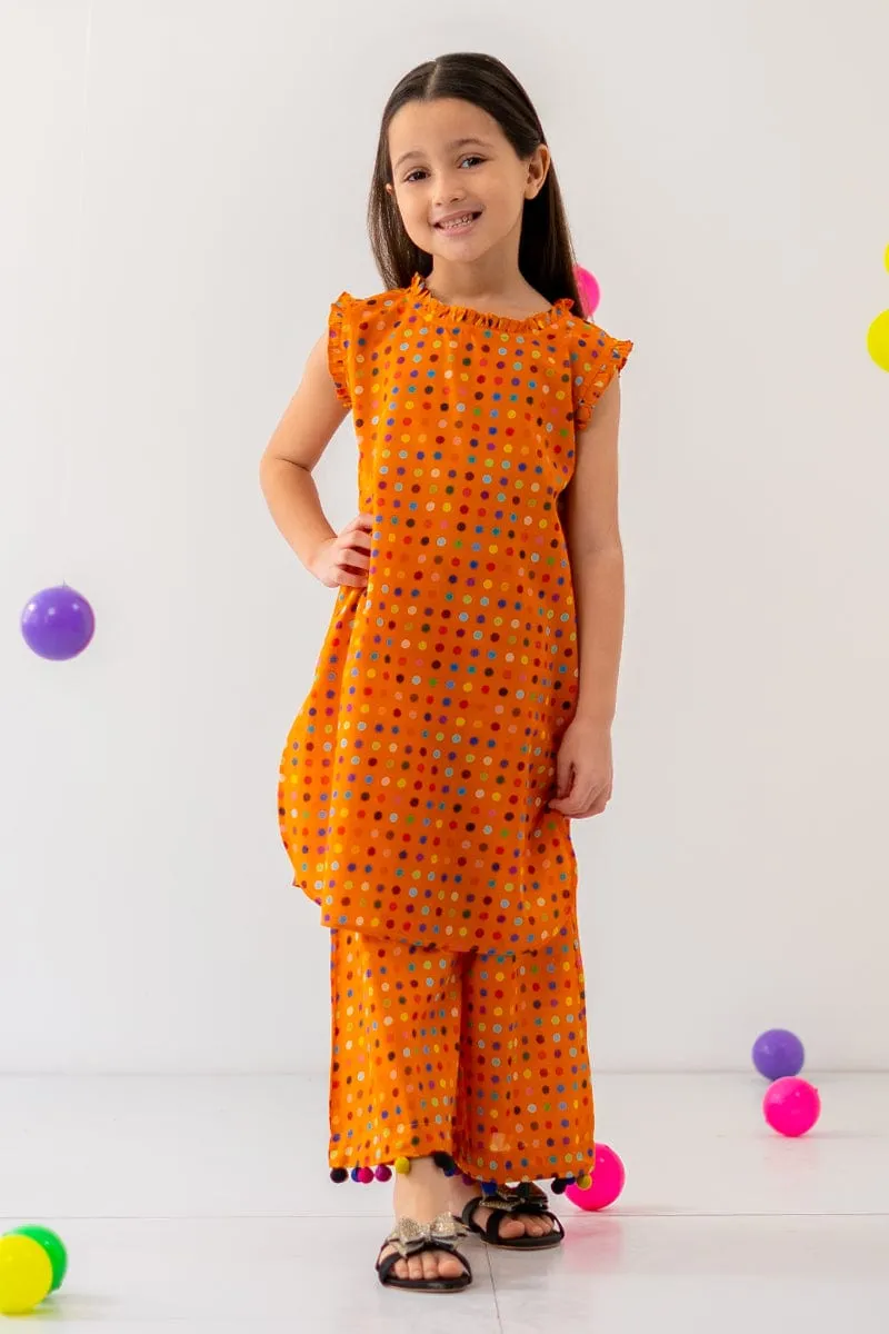 Little Ego - Multi dots 2 piece - Orange - Lawn