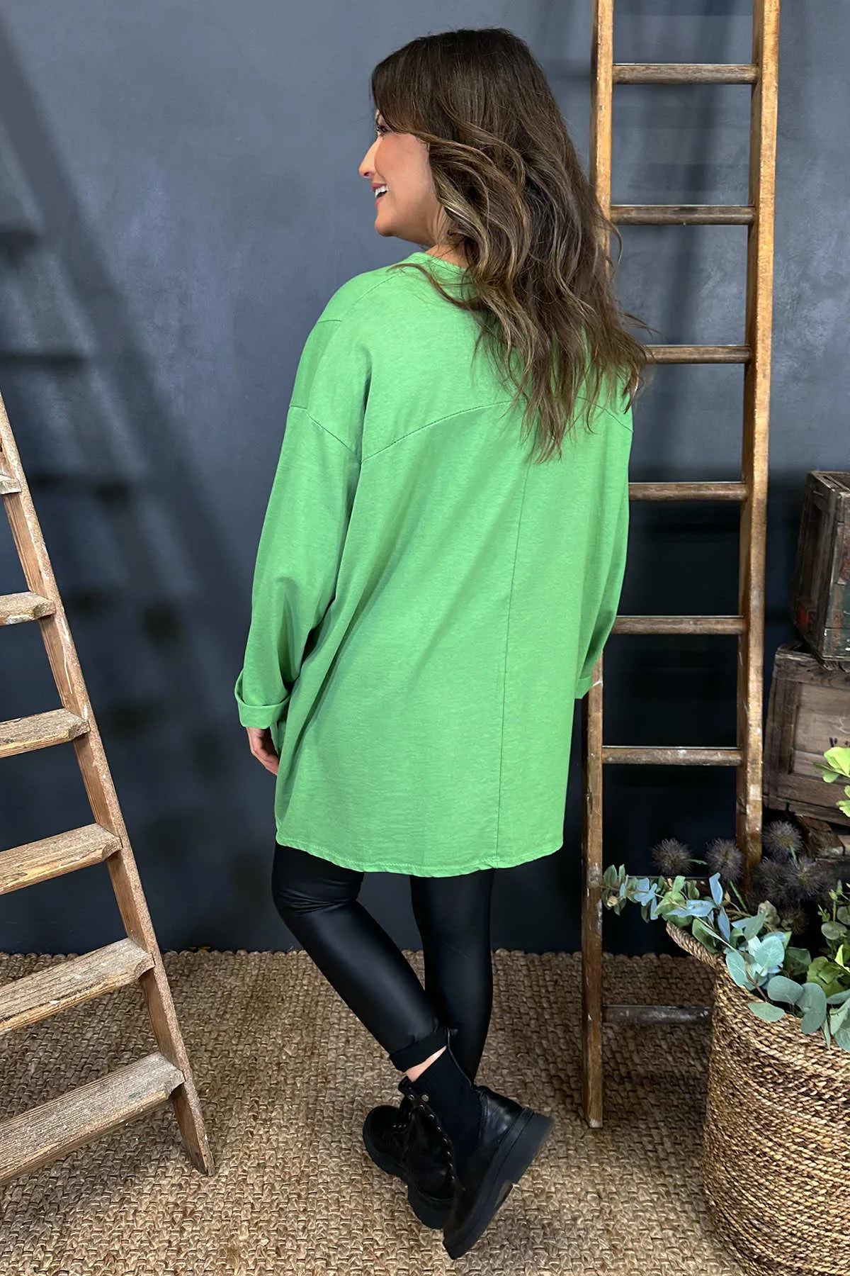 Maude Cotton Pocket Top Green