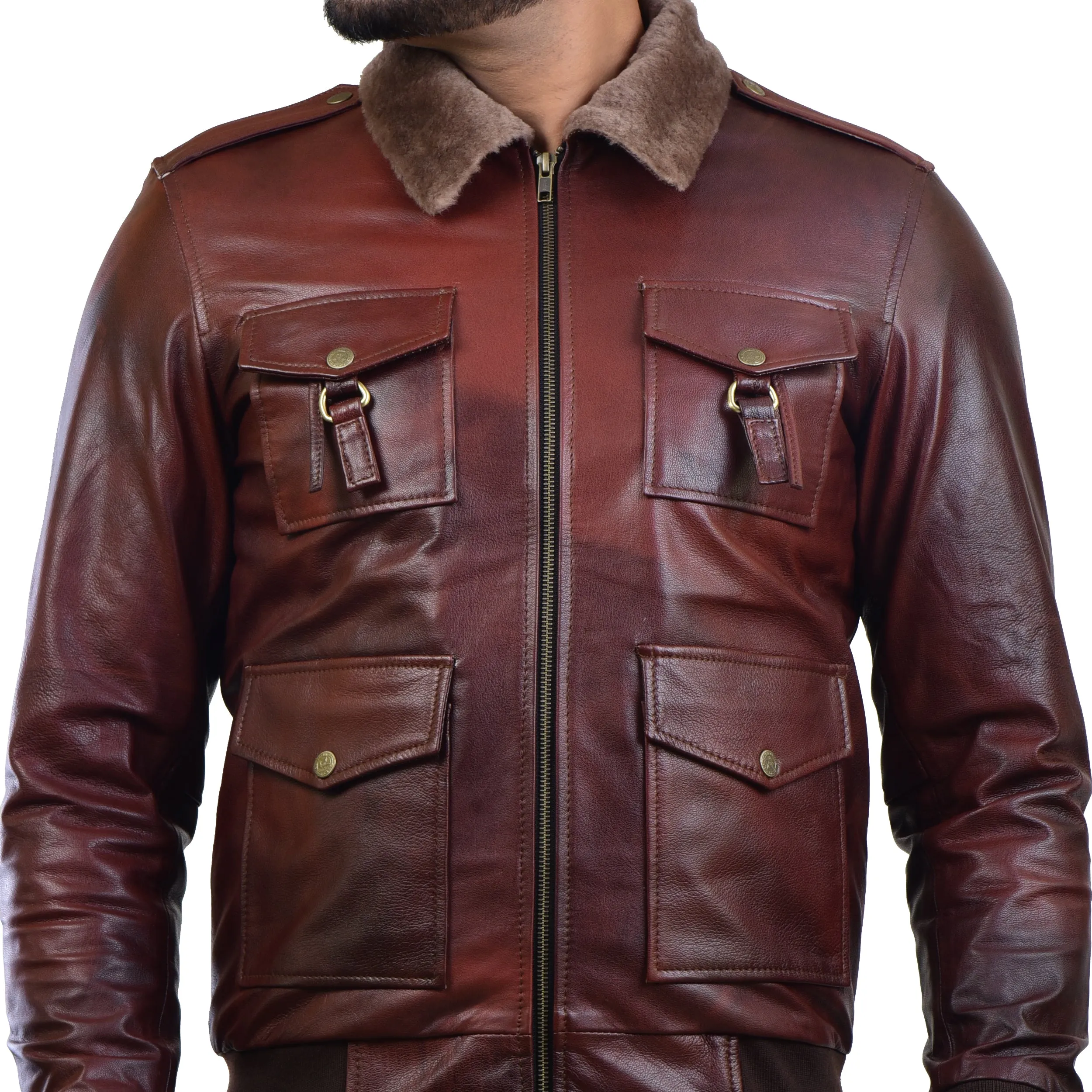 MENS LEATHER JACKET 410140(2 TONE)