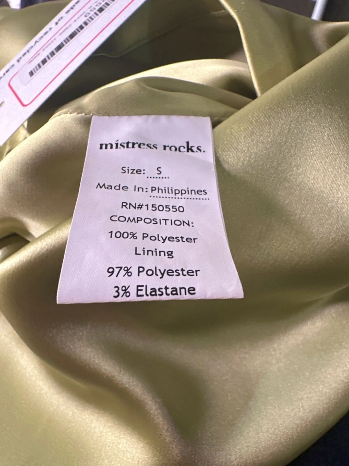 Mistress Rocks Light Green Satin Mini Skirt UK S