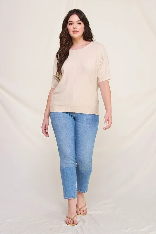 Mixed Texture Dolman Sweater (Plus)
