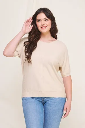 Mixed Texture Dolman Sweater (Plus)