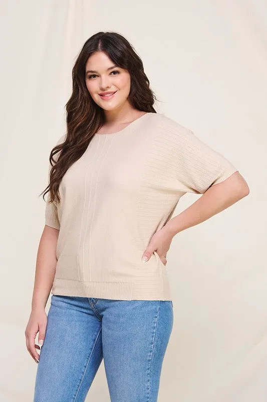 Mixed Texture Dolman Sweater (Plus)