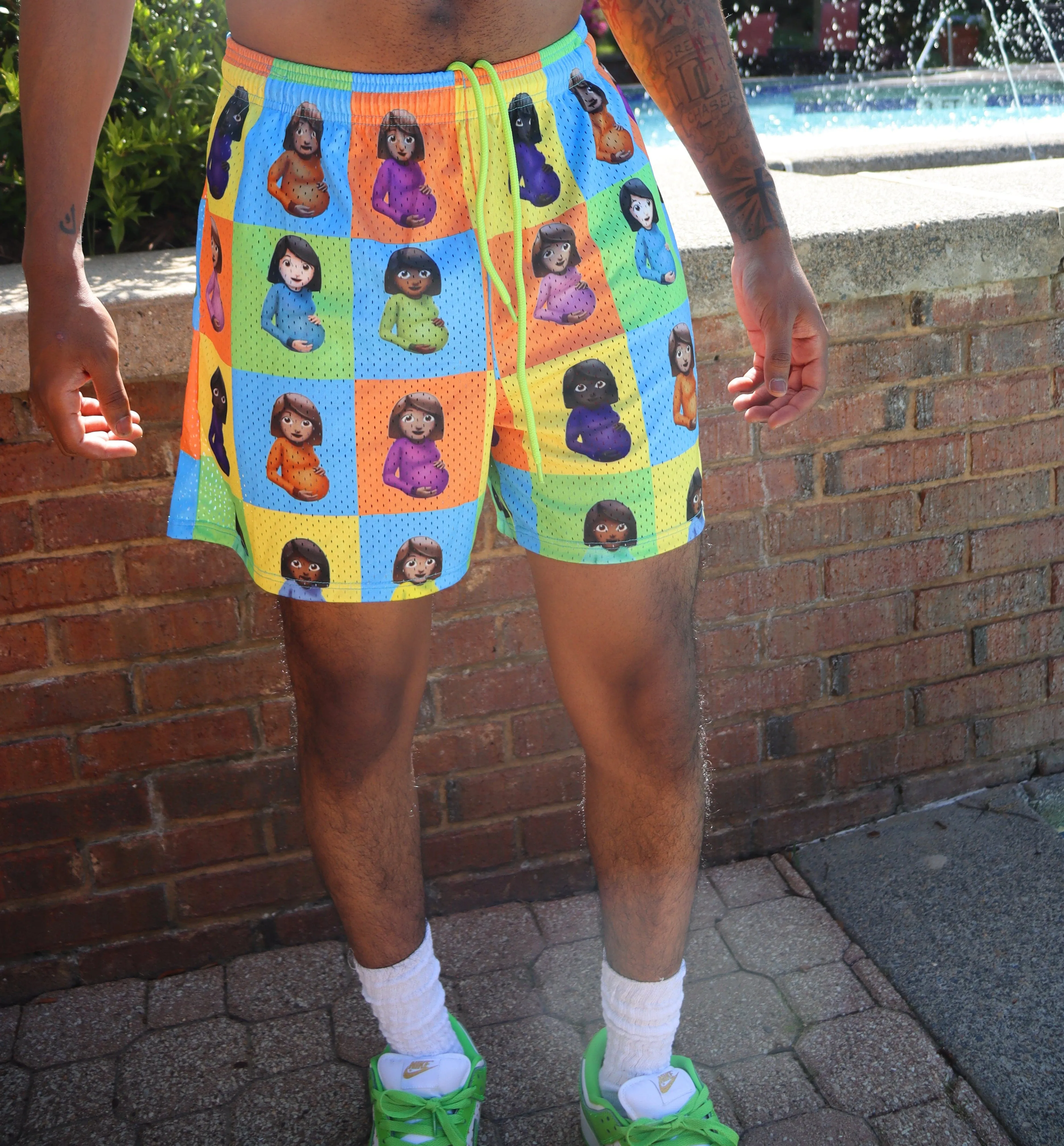 NEON CLB CUSTOM MESH BASKETBALL TRUNK DRAWSTRING SHORTS