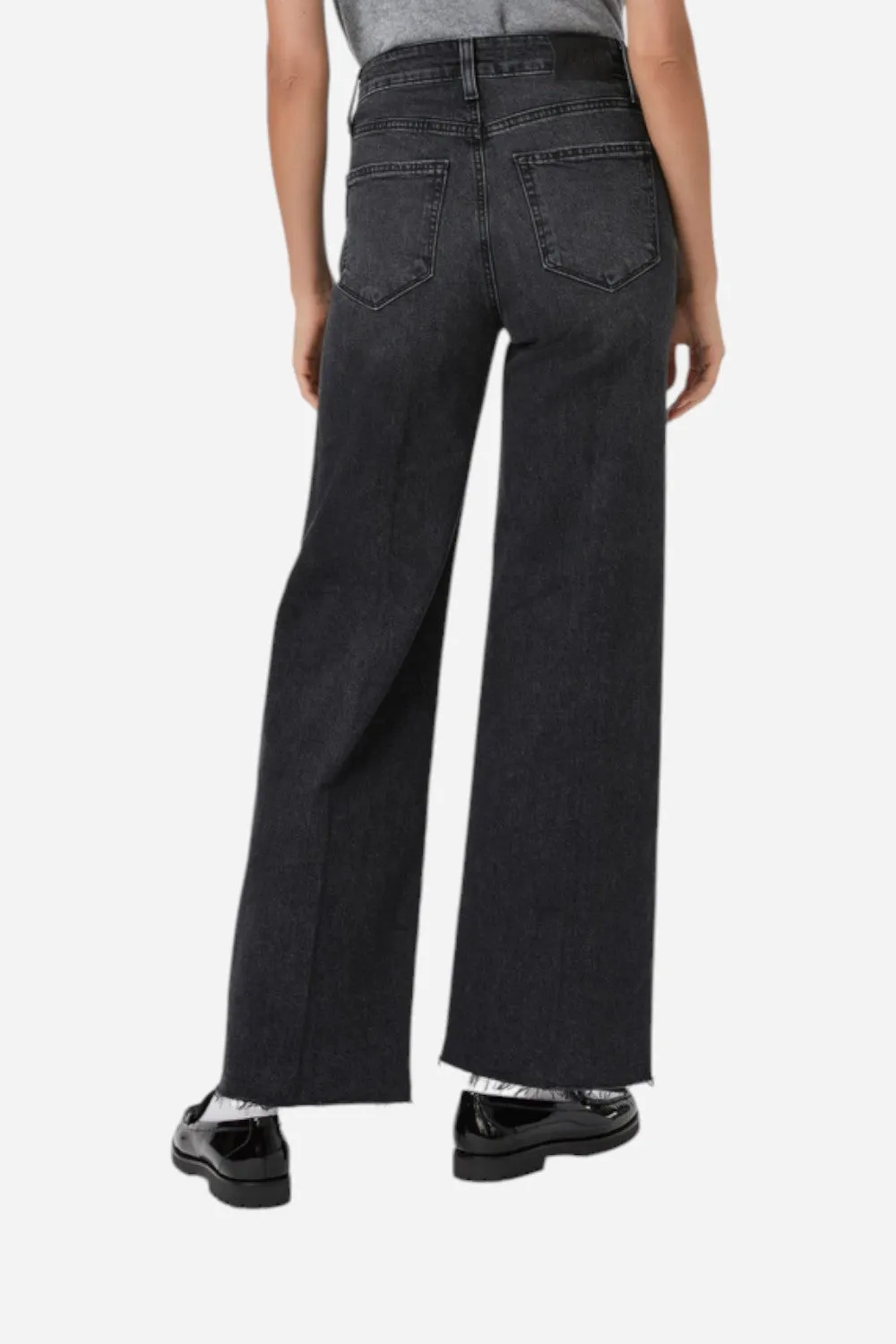 Paige Anessa 31" Wide Leg Jean in Viper Black Distressed