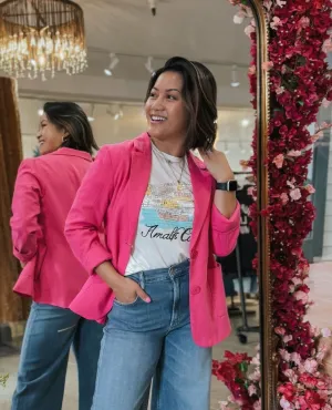 Perfectly Pink Button Blazer