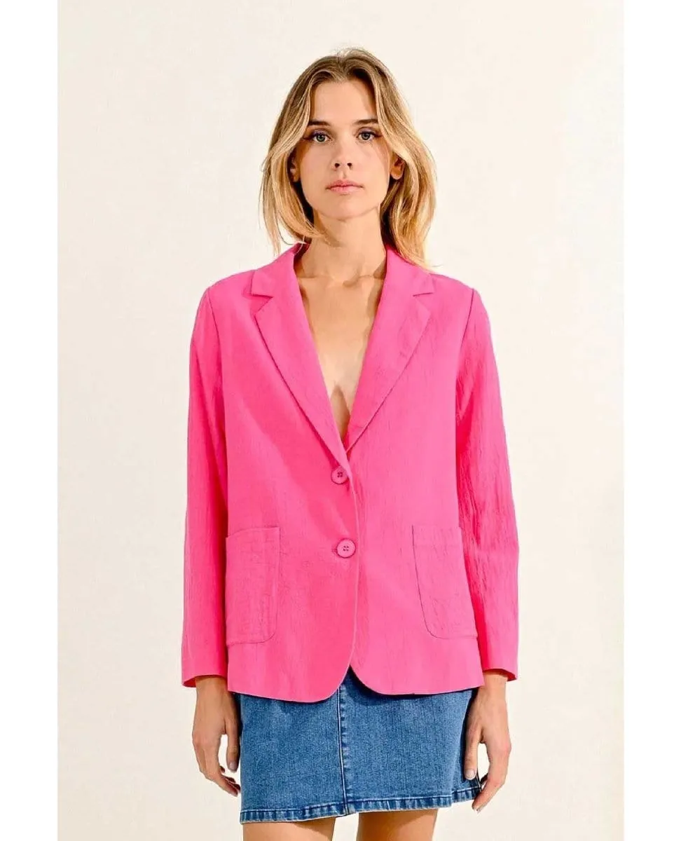 Perfectly Pink Button Blazer