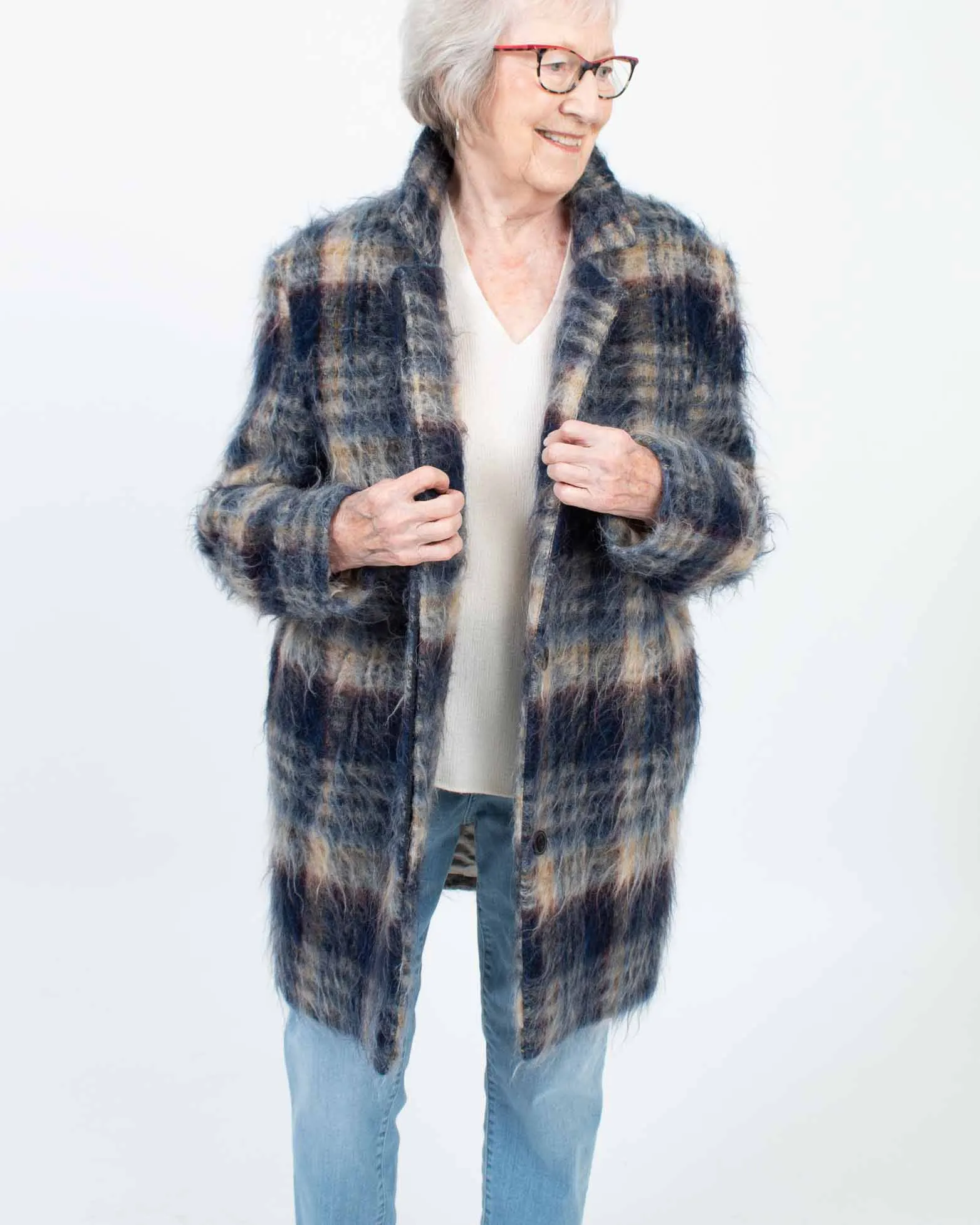 Plaid Mohair Coat