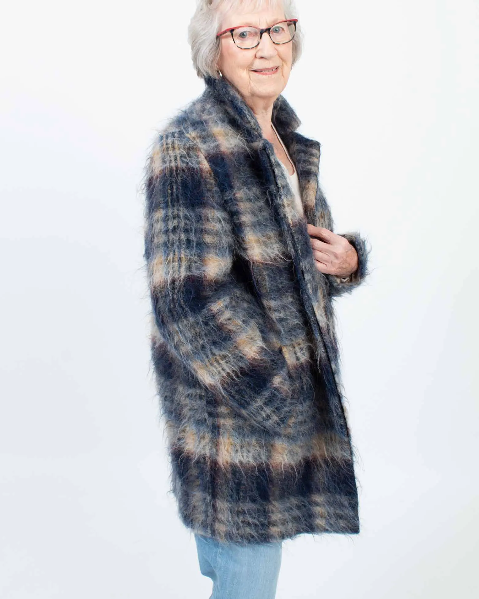 Plaid Mohair Coat