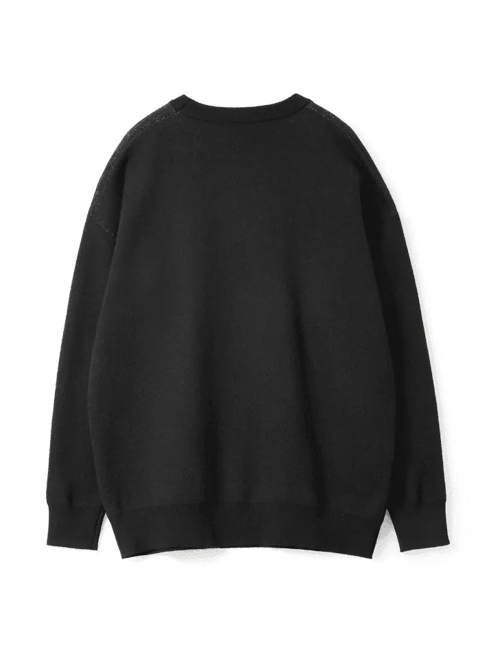 Punk Jacquard Black Pullover Sweater