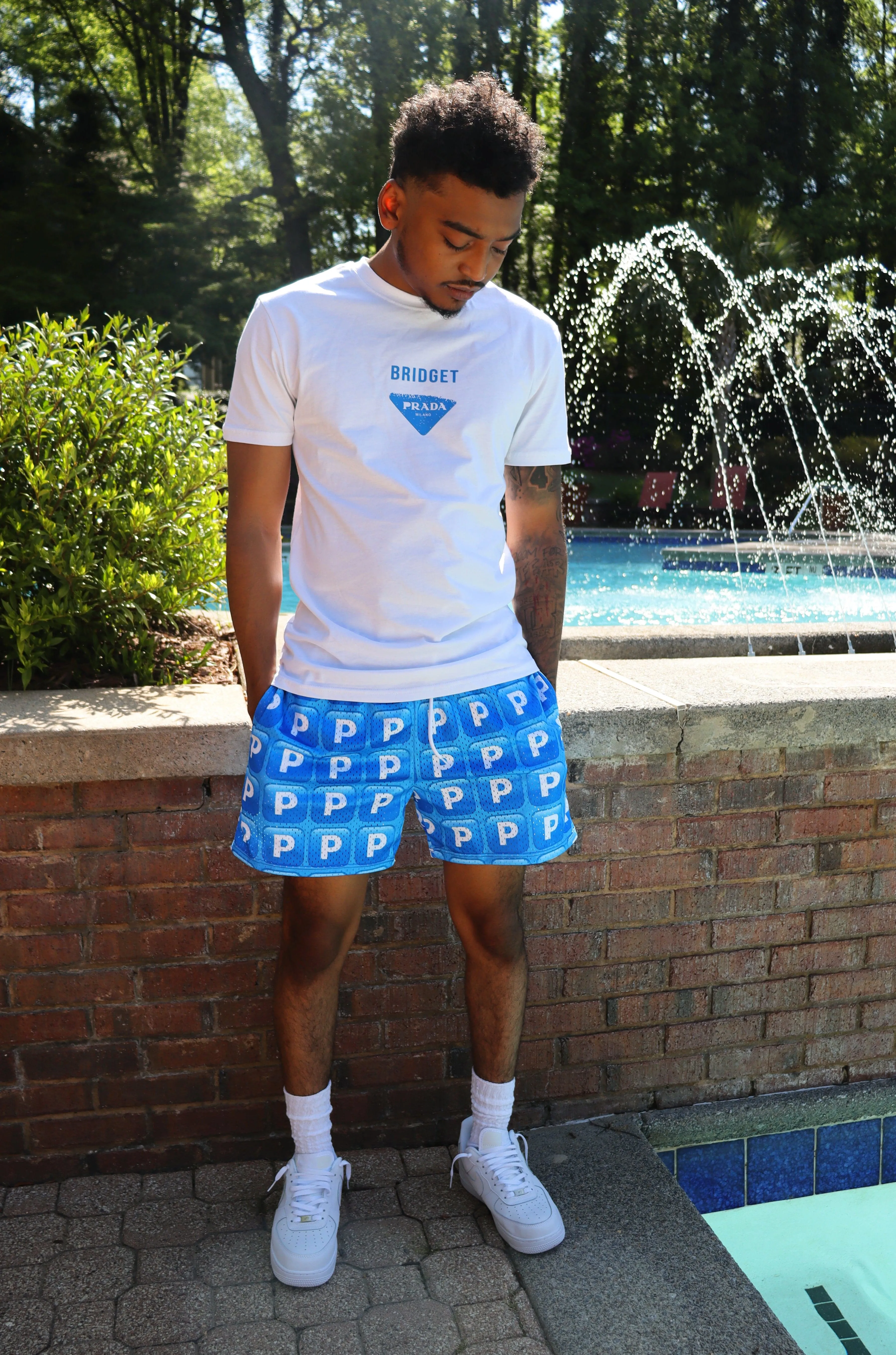 PUSHIN P CUSTOM MESH BASKETBALL TRUNK DRAWSTRING SHORTS