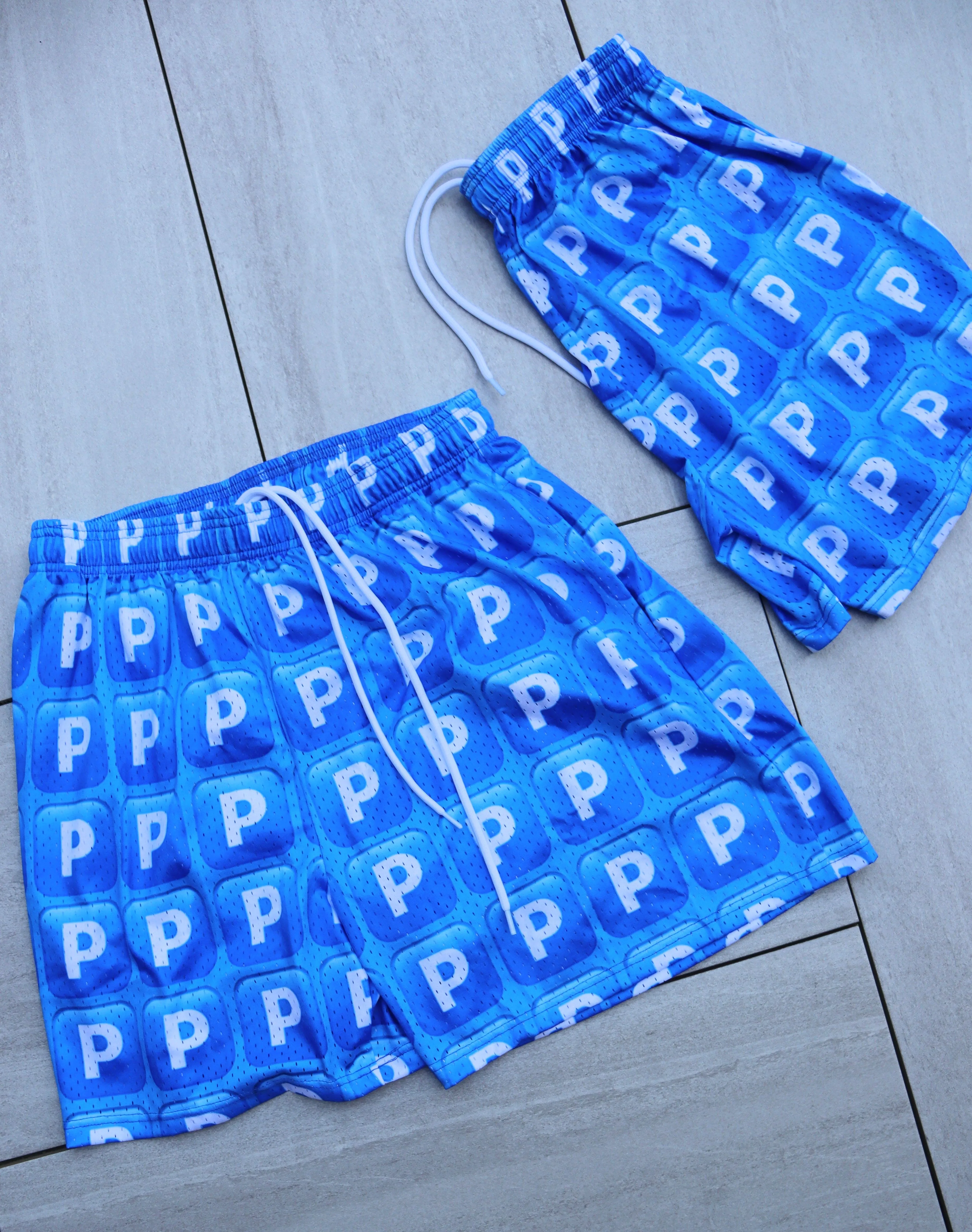 PUSHIN P CUSTOM MESH BASKETBALL TRUNK DRAWSTRING SHORTS