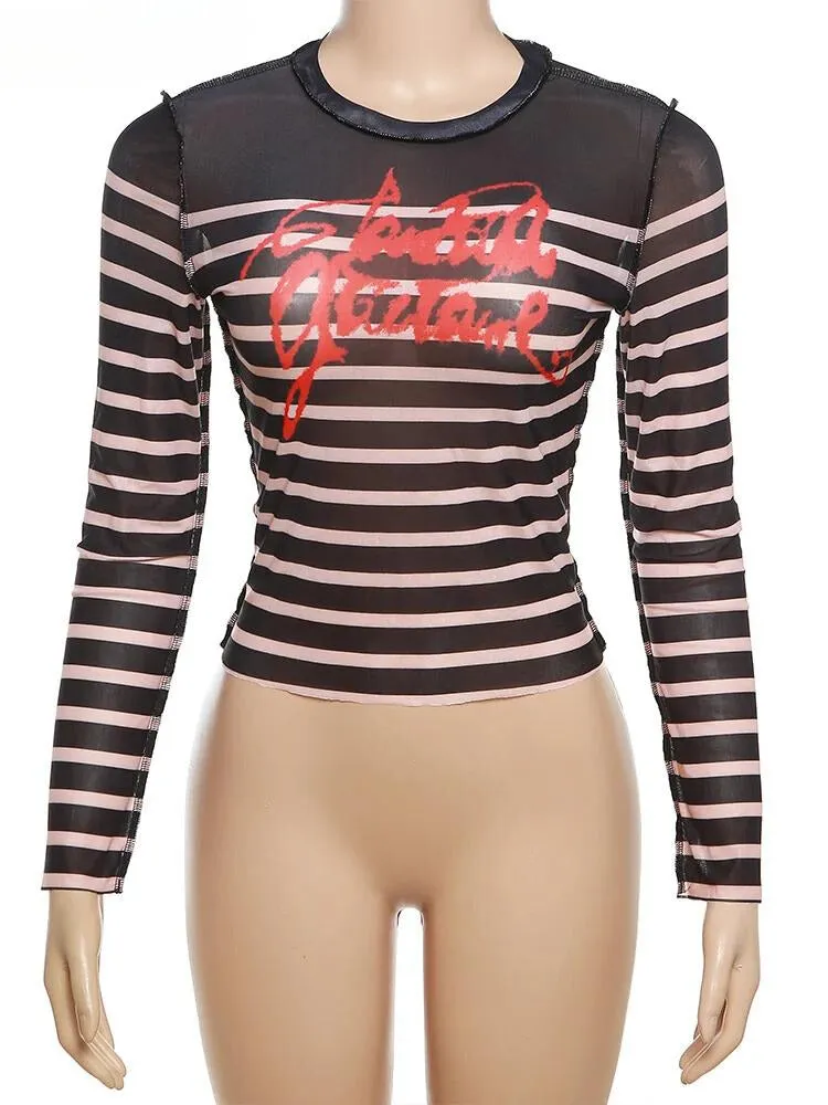 "Get Noticed in the Trendy and Wild T-BOO Women's Crop Top - Featuring Sexy Mesh, Bold Prints, and Striking Stripes - Shop Now for the Ultimate Fashion Statement!"