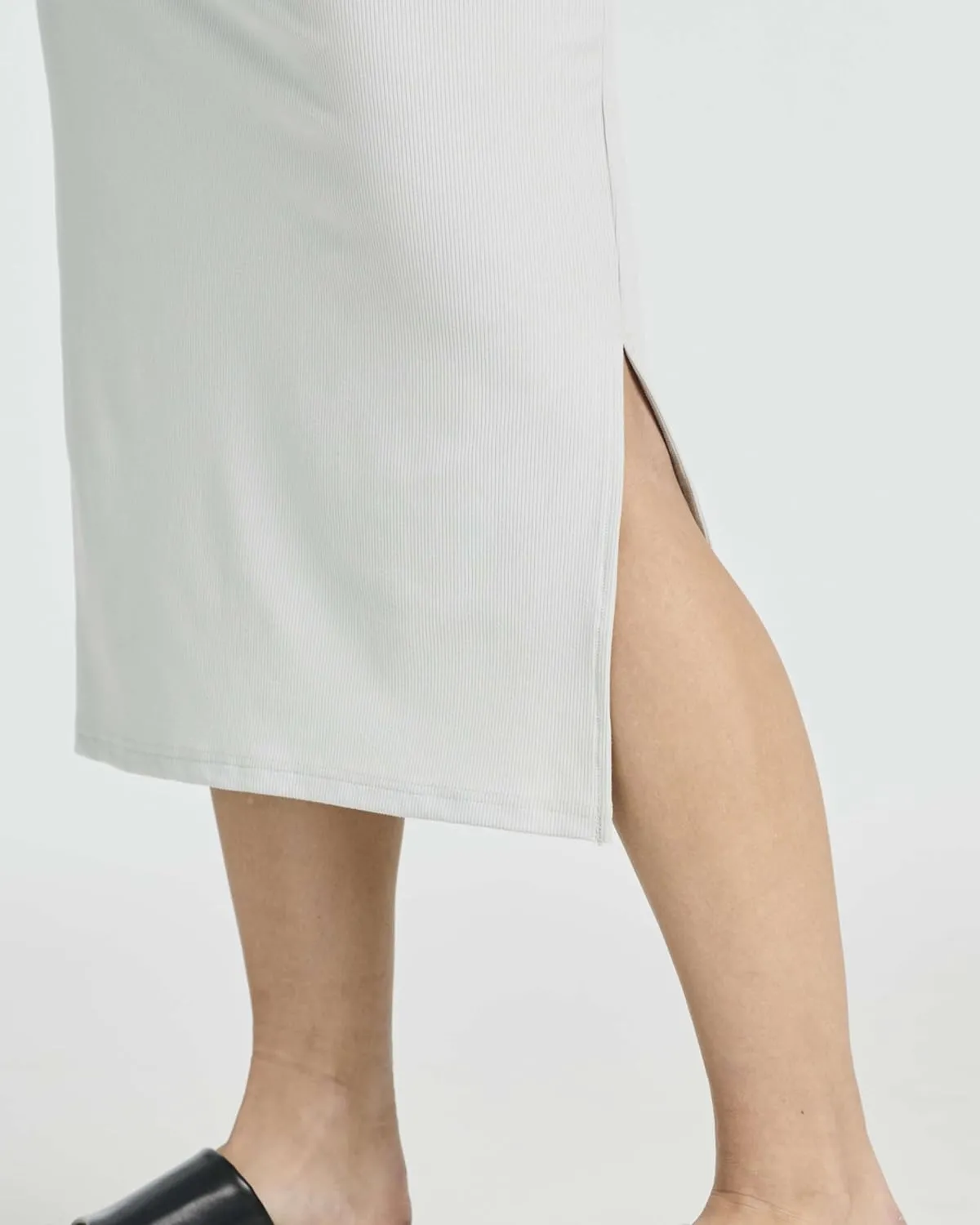 Real Essentials 3 Pack: Women's Ribbed Jersey Crew Neck Short Sleeve Midi Length Dress with Side Slit