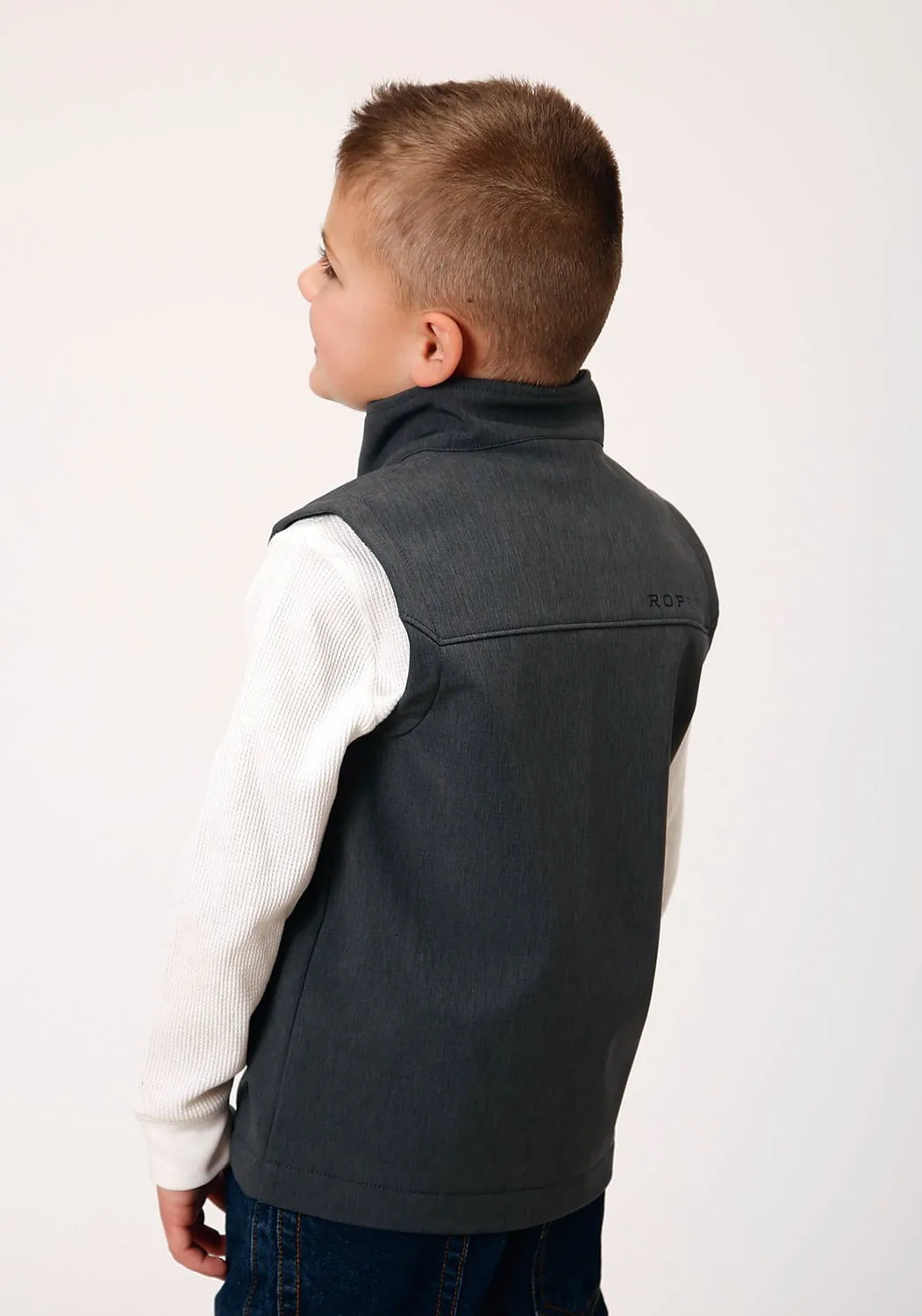 Roper Boys Technical Heather Grey Polyester Softshell Vest M