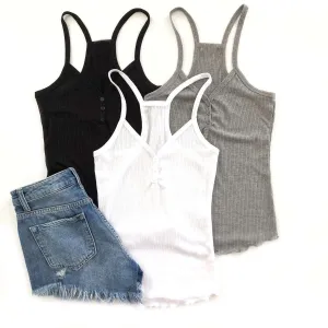 Ruffle Hem Henley Tank