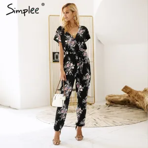 Simplee Vintage floral print boho jumpsuit romper