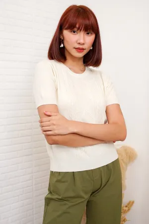 SLOANE Textured Knit Top (Cream)