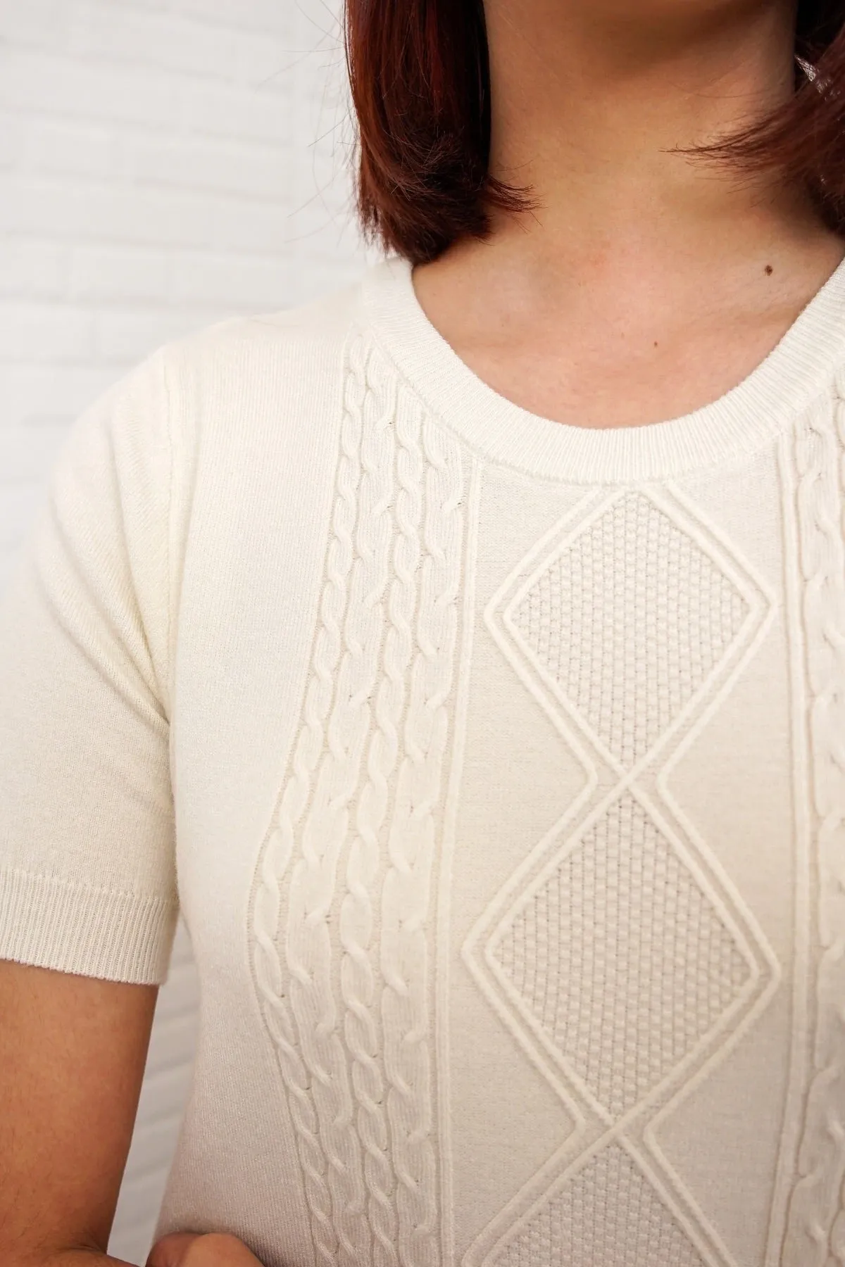 SLOANE Textured Knit Top (Cream)