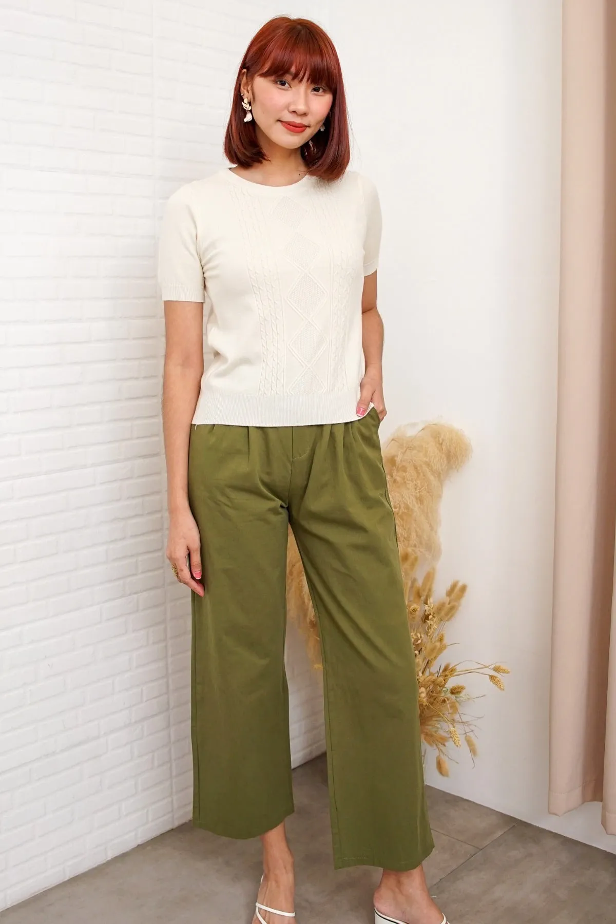 SLOANE Textured Knit Top (Cream)