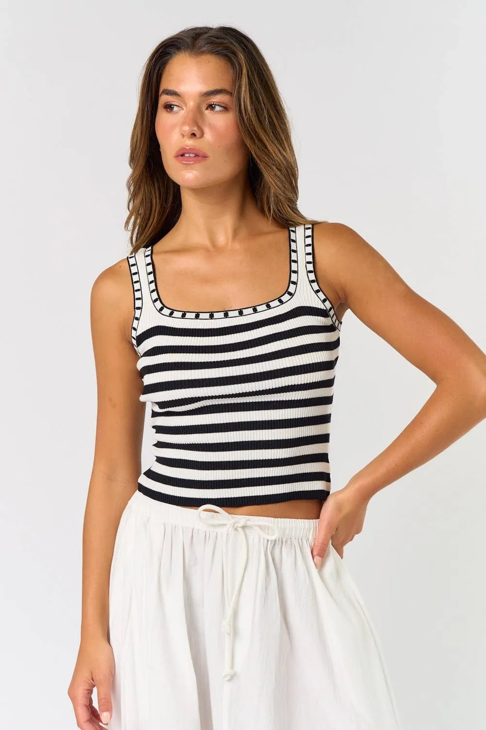 STRIPED SWEATER TANK