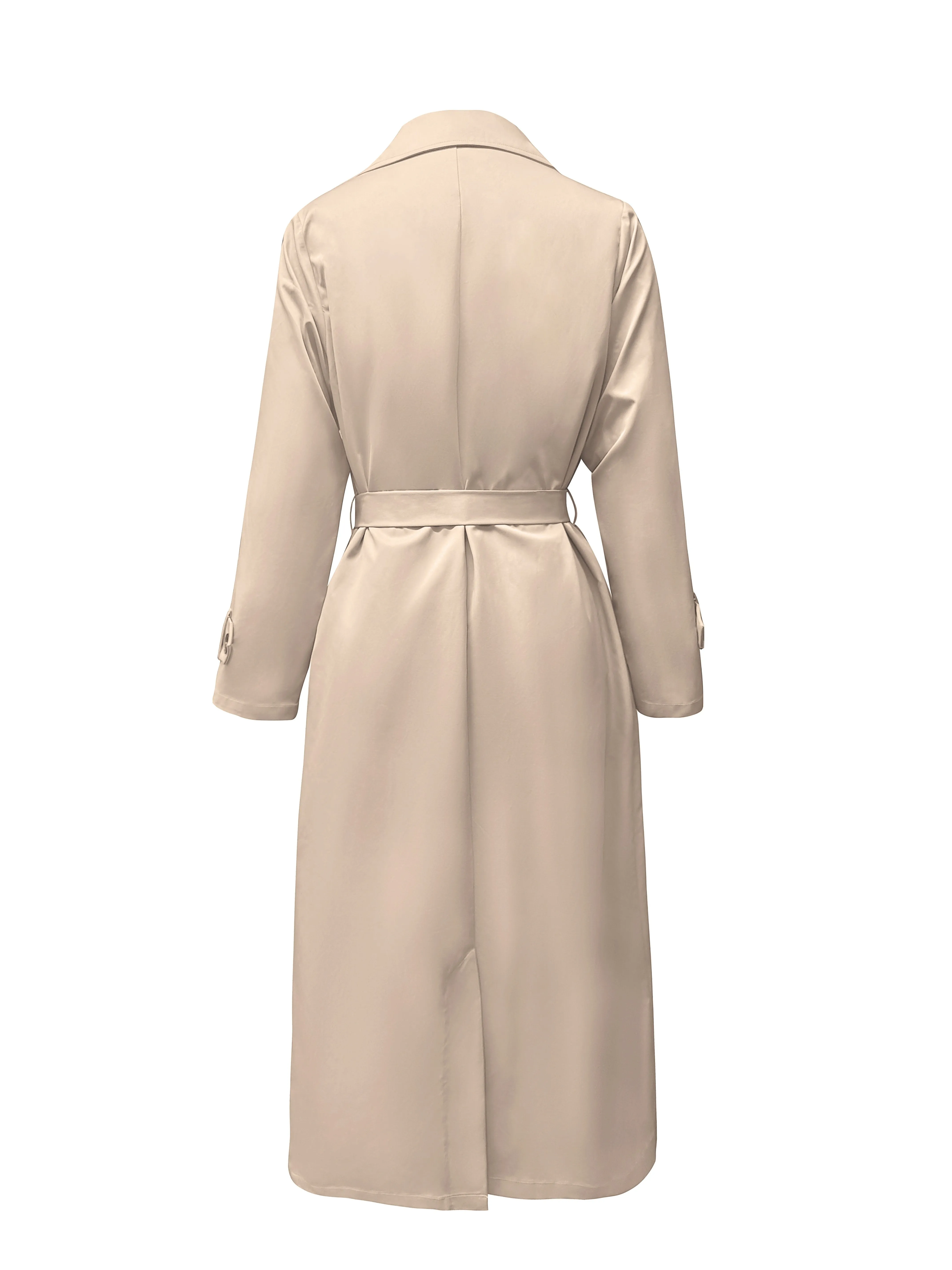 Stylish Double Button Long Sleeve Belted Trench Coat with Solid Color for Women | Ideal for Autumn