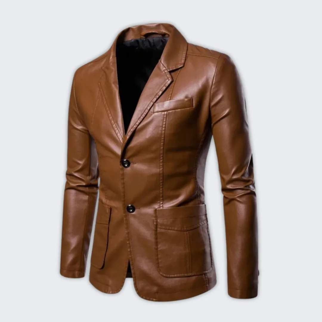Stylish Vegan Leather Blazer for Men - Warm Autumn Essential